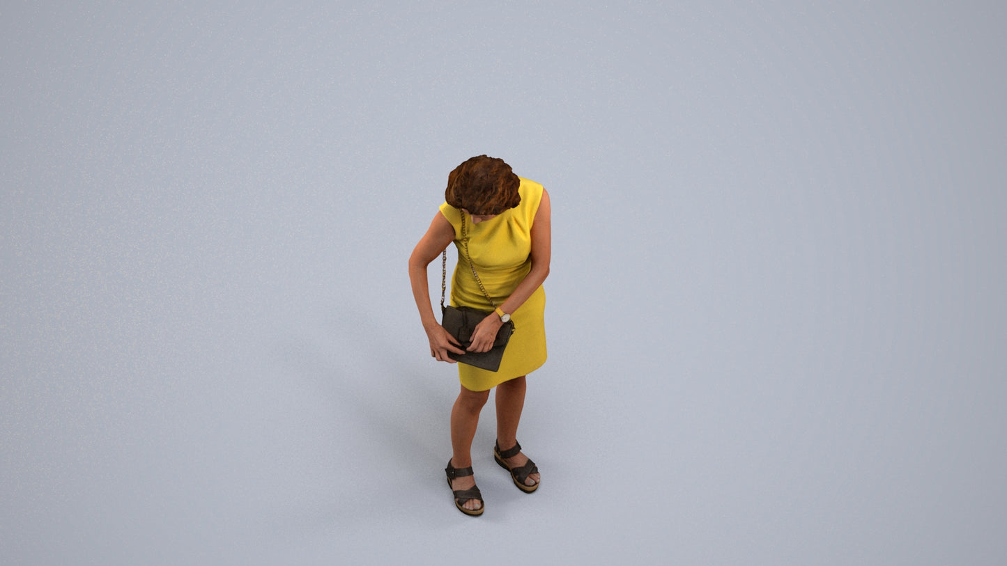 photogrammetry 3D woman business standing, realistic human model archviz FBX, back view render