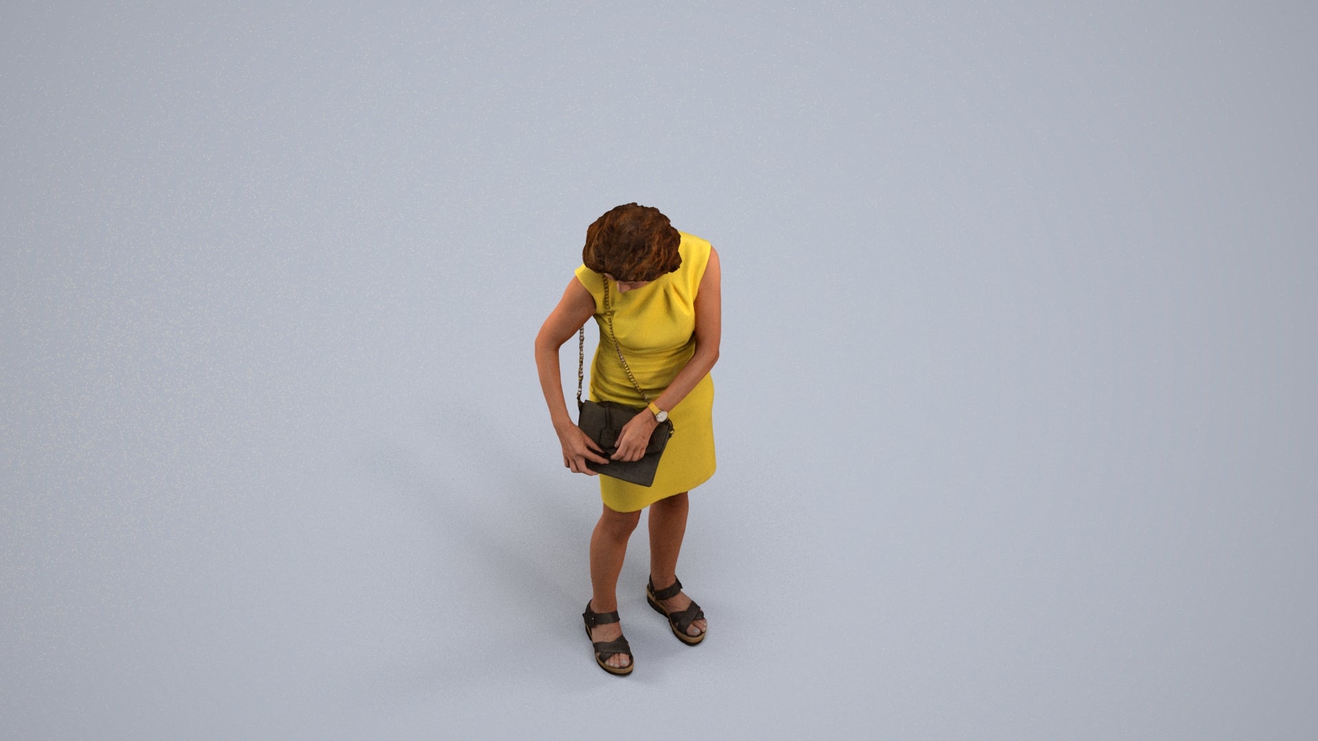 photogrammetry 3D woman business standing, realistic human model archviz FBX, back view render