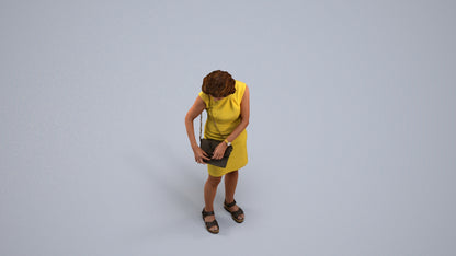photogrammetry 3D woman business standing, realistic human model archviz FBX, back view render