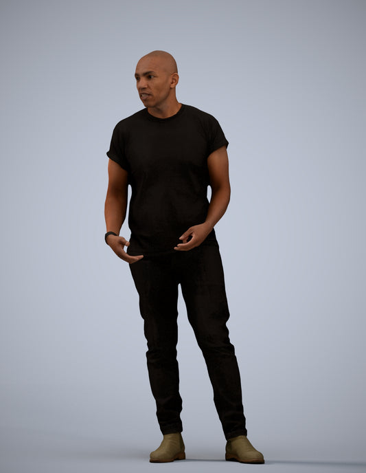 realistic 3D people man casual standing, render-ready for V-Ray and Corona, FBX OBJ
