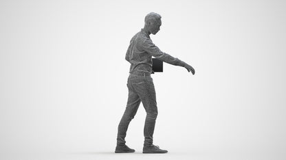 3D people model man casual formal, scanned human for 3ds Max rendering, wireframe side view