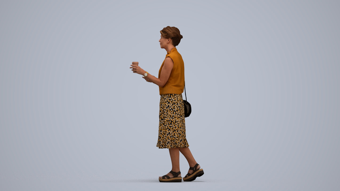 photogrammetry 3D woman casual standing, realistic human model archviz FBX, standing pose render