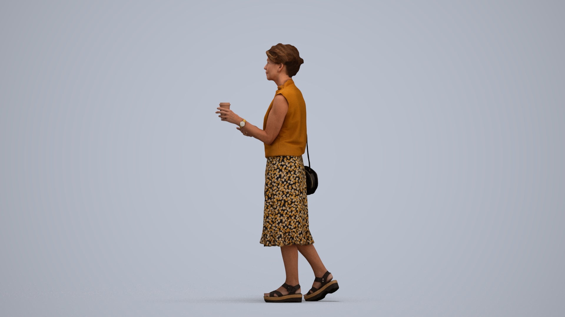 photogrammetry 3D woman casual standing, realistic human model archviz FBX, standing pose render