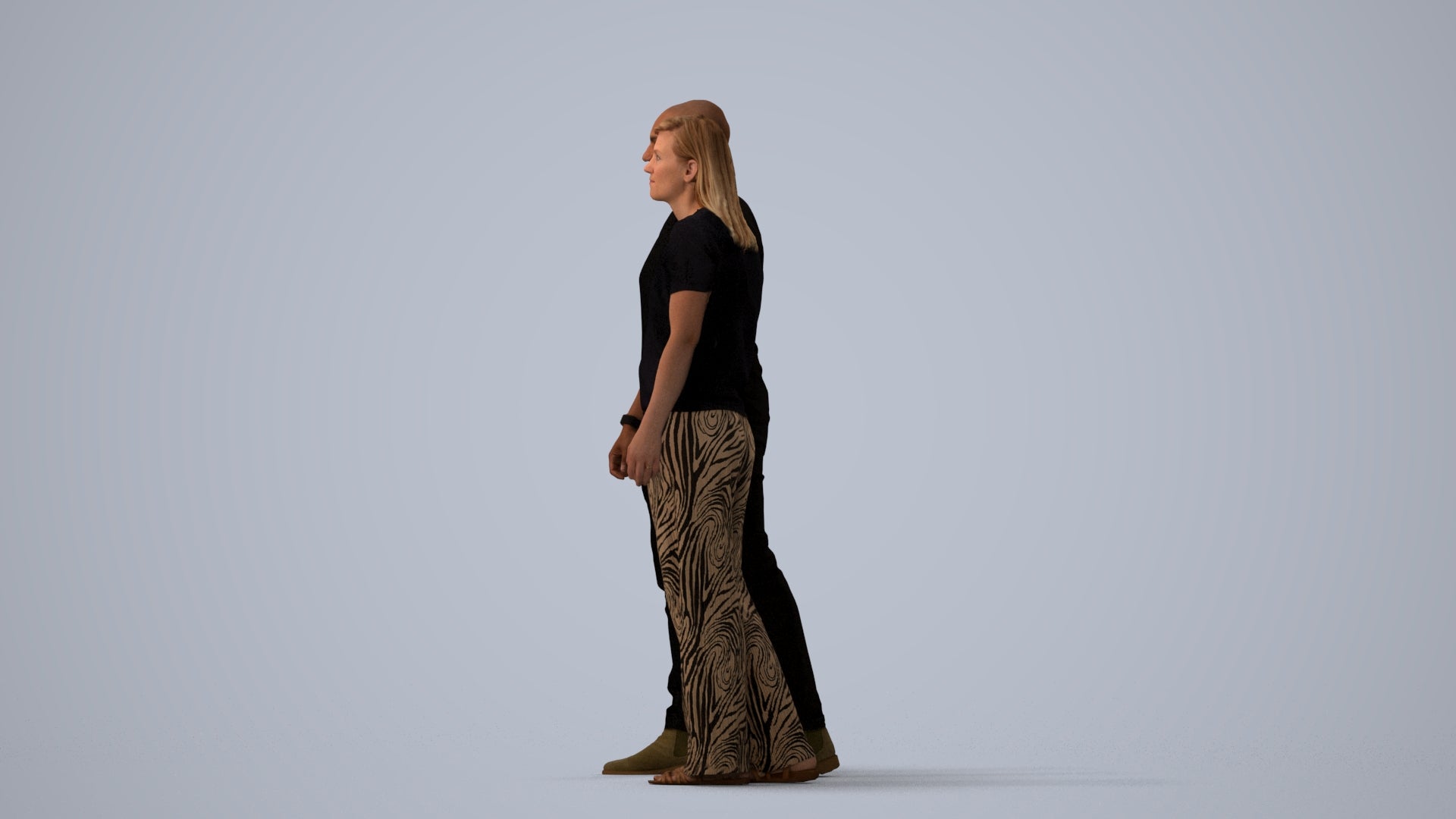 realistic 3D people woman casual couple, render-ready for V-Ray and Corona, FBX OBJ, three-quarter view render