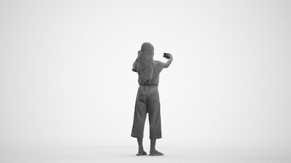 realistic 3D girl kids, scanned archviz people for Blender and 3ds Max, wireframe front view