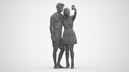 3D scanned woman couple casual, photorealistic archviz people for Enscape and SketchUp, three-quarter front view render