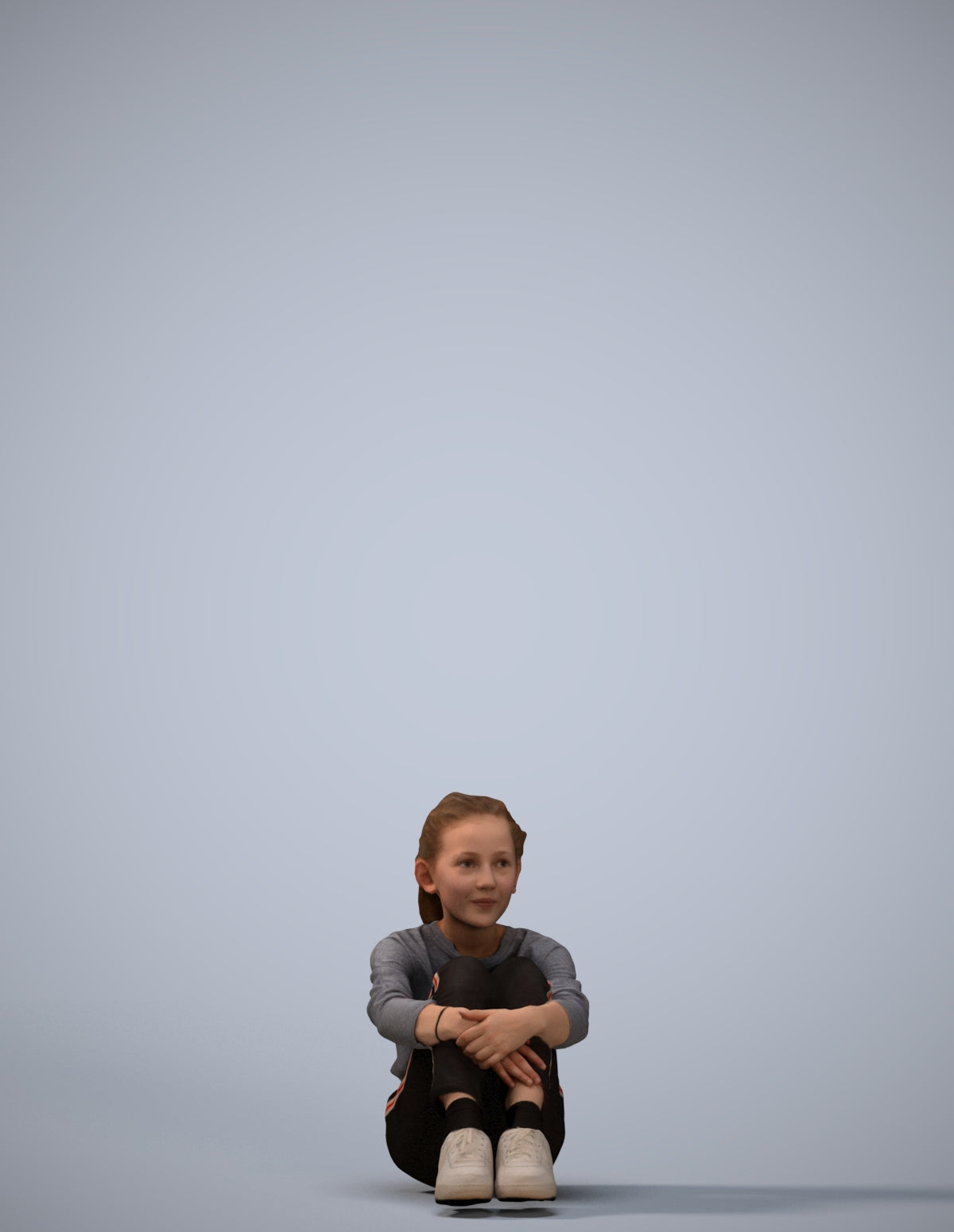 realistic 3D girl casual kids, scanned archviz people for Blender and 3ds Max