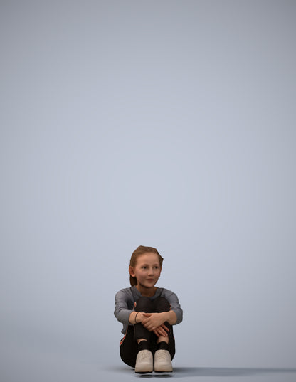 realistic 3D girl casual kids, scanned archviz people for Blender and 3ds Max