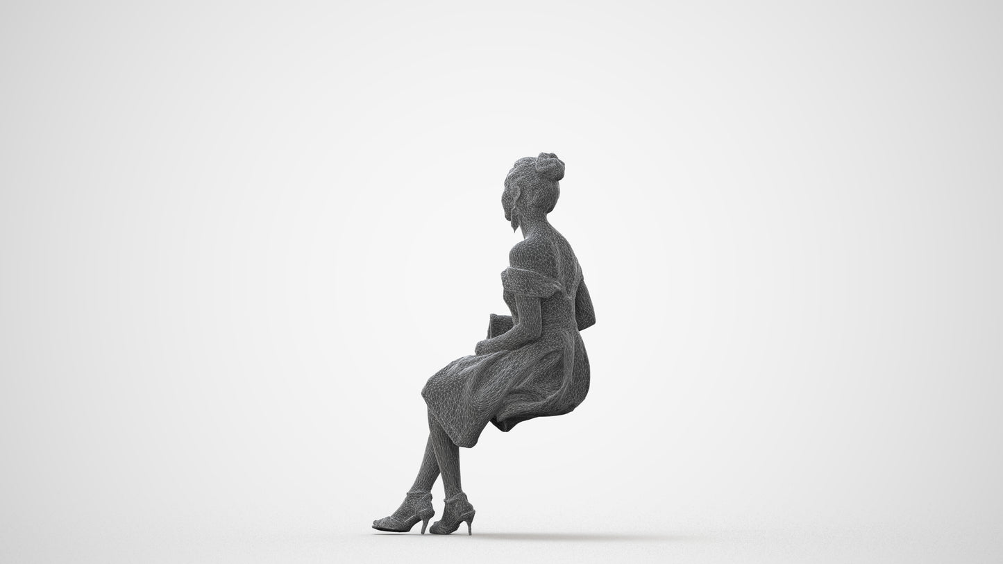 3D human model woman formal, photogrammetry scanned person for archviz, square thumbnail