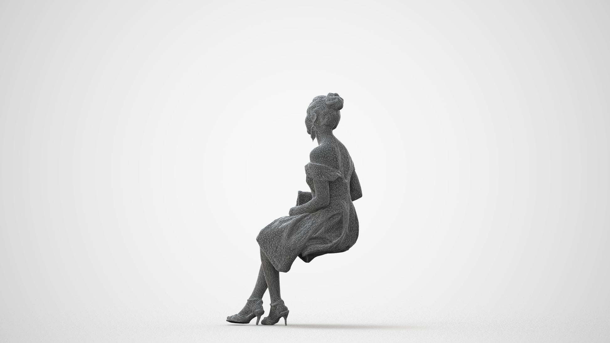 3D human model woman formal, photogrammetry scanned person for archviz, square thumbnail