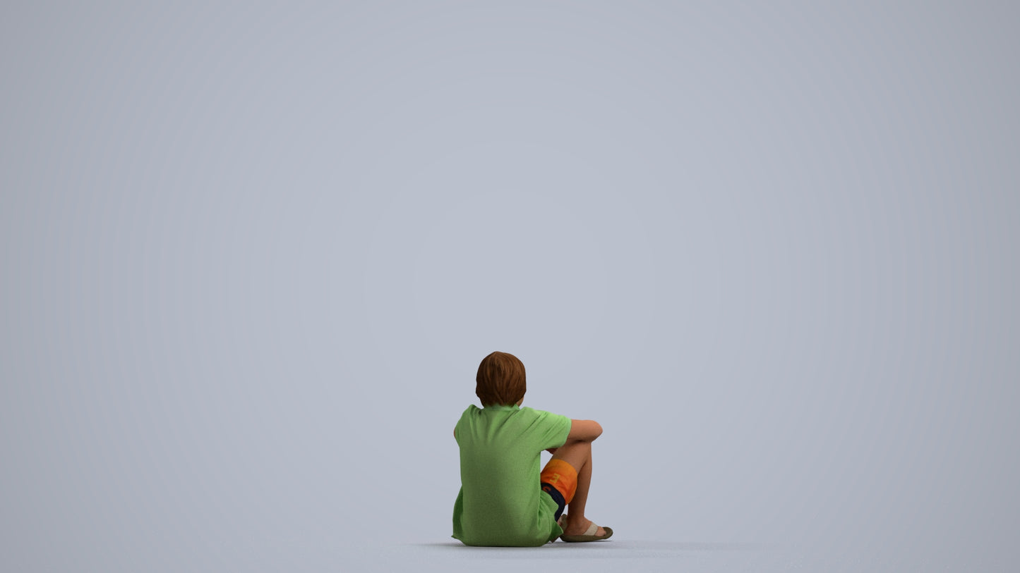 photogrammetry 3D boy kids, realistic human model archviz FBX, front view render