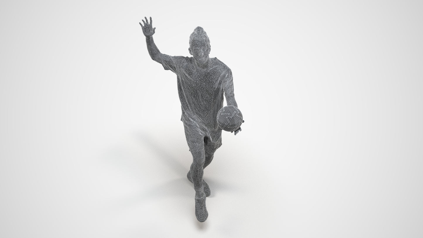 scanned 3D man sport, photogrammetry people for Enscape and V-Ray, wireframe three-quarter view