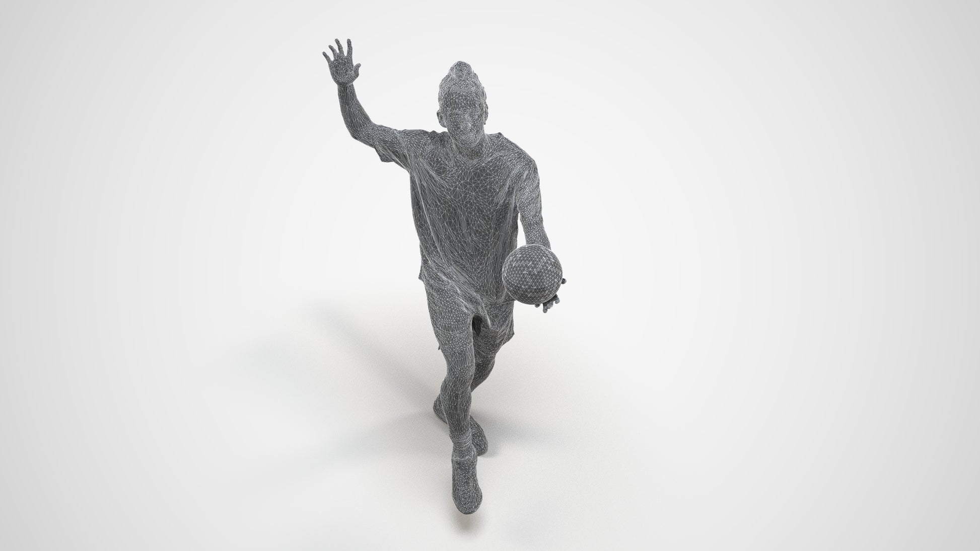scanned 3D man sport, photogrammetry people for Enscape and V-Ray, wireframe three-quarter view