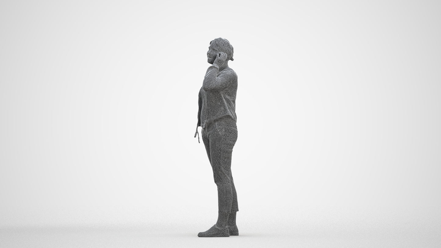scanned 3D woman casual standing, photogrammetry people for Enscape and V-Ray, three-quarter front view render