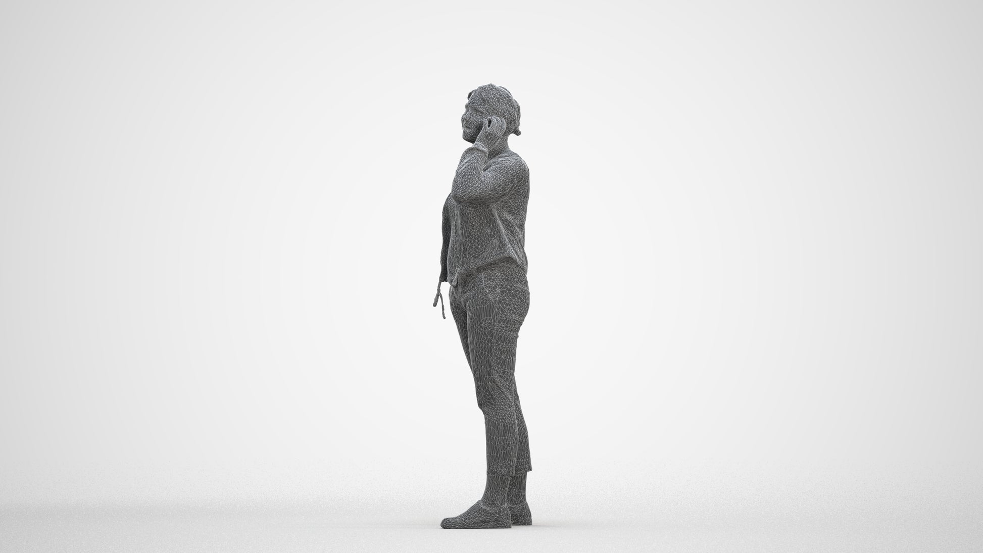 scanned 3D woman casual standing, photogrammetry people for Enscape and V-Ray, three-quarter front view render