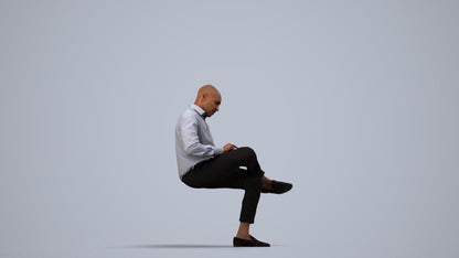 realistic 3D human man business, archviz people FBX OBJ for Blender, side view render