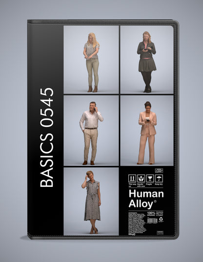 scanned 3D people standing collection, 5 photogrammetry models for Enscape and V-Ray