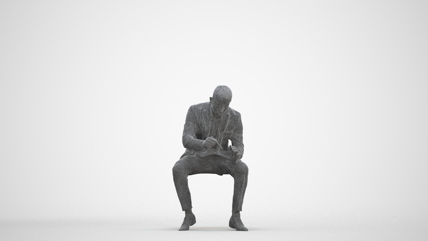 scanned 3D man business, photogrammetry people for Enscape and V-Ray, three-quarter front view render