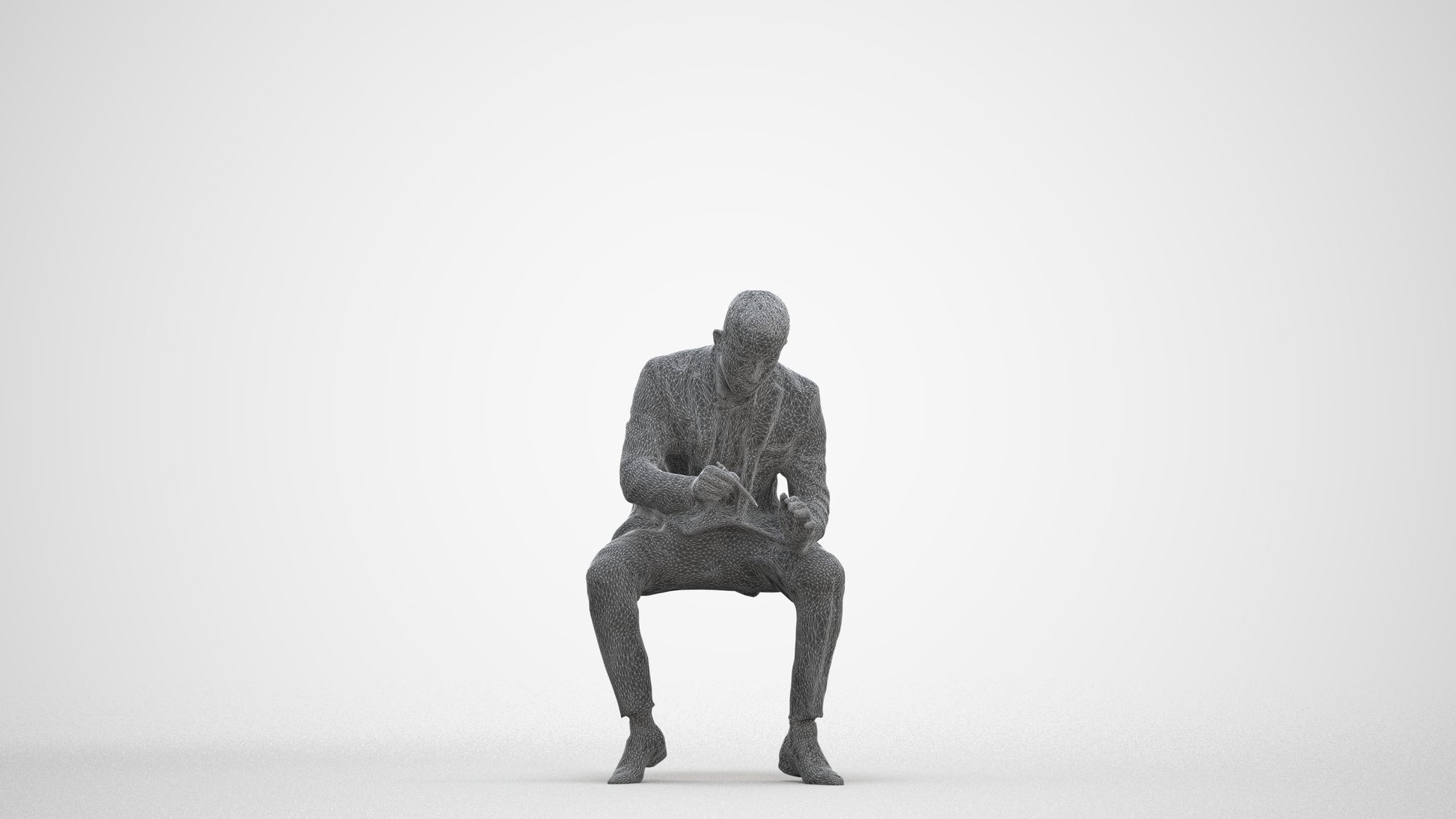 scanned 3D man business, photogrammetry people for Enscape and V-Ray, three-quarter front view render
