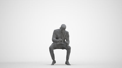 scanned 3D man business, photogrammetry people for Enscape and V-Ray, three-quarter front view render