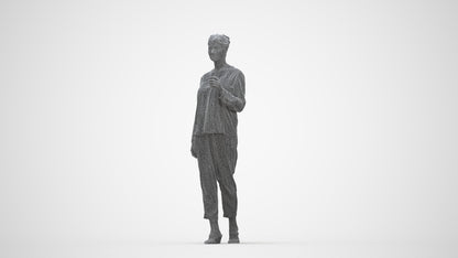 scanned 3D woman casual walking, photogrammetry people for Enscape and V-Ray, wireframe back view