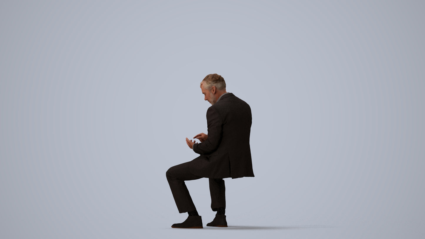 photogrammetry 3D man business, realistic human model archviz FBX, three-quarter view render