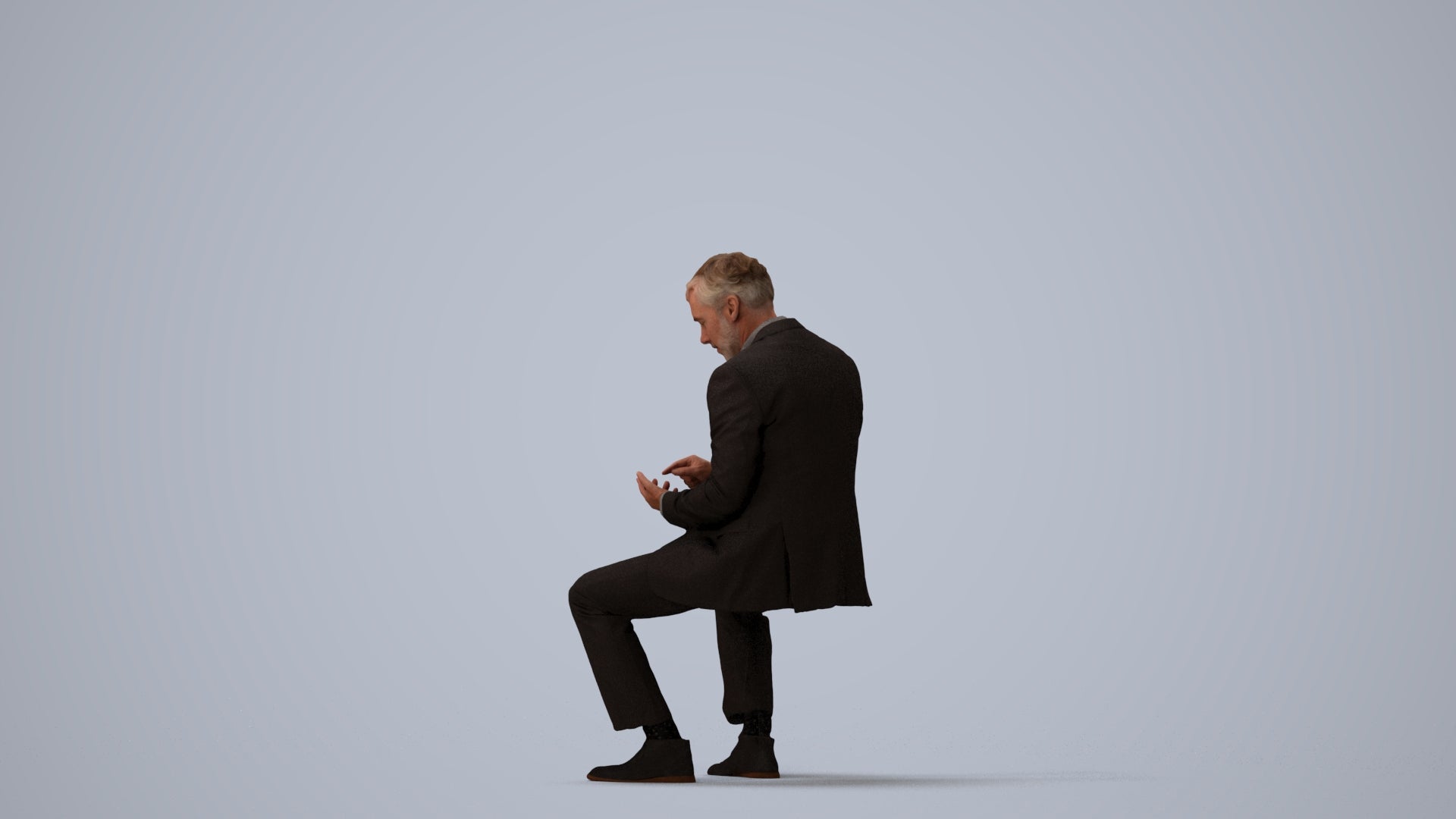 photogrammetry 3D man business, realistic human model archviz FBX, three-quarter view render