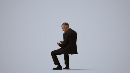 photogrammetry 3D man business, realistic human model archviz FBX, three-quarter view render
