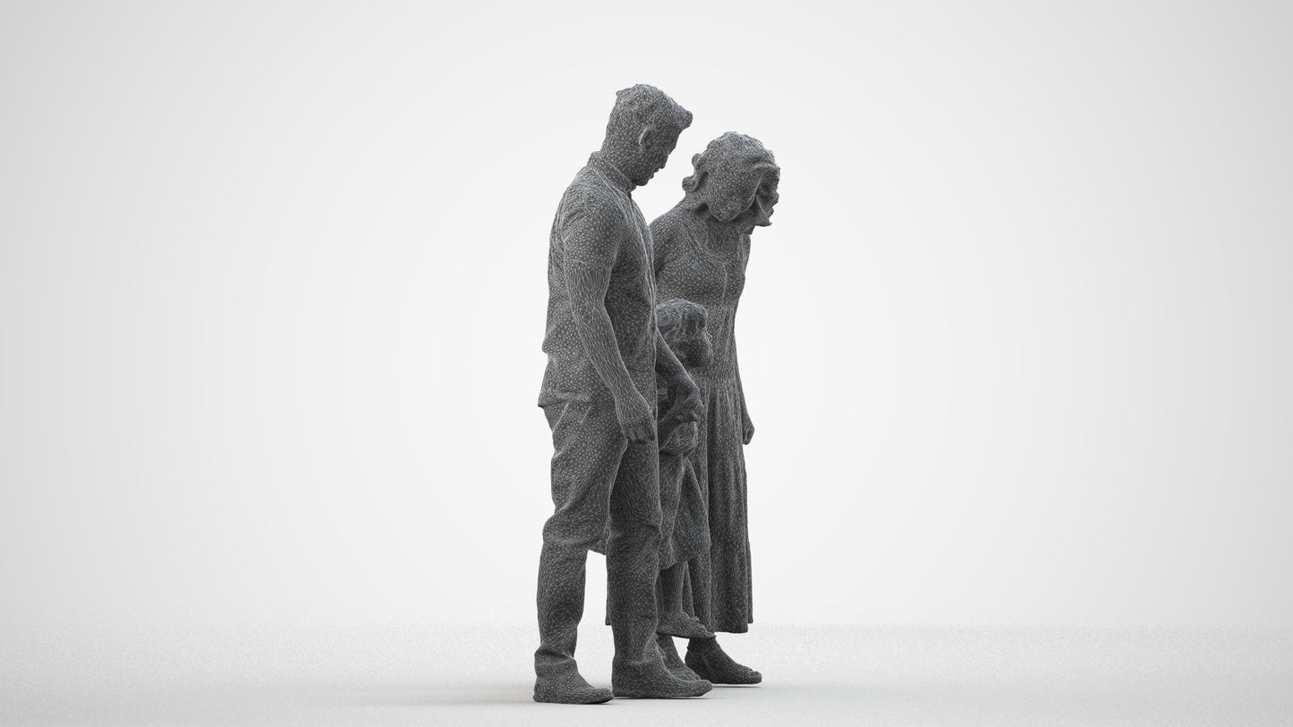 photogrammetry 3D woman casual kids, realistic human model archviz FBX, wireframe side view