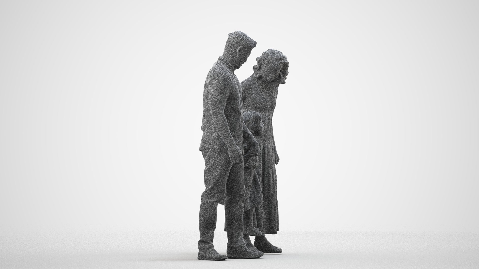 photogrammetry 3D woman casual kids, realistic human model archviz FBX, wireframe side view