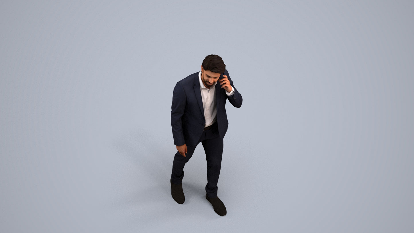 3D people model man business, scanned human for 3ds Max rendering, back view render