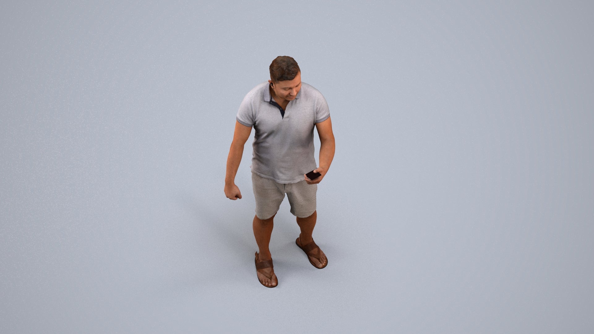 realistic 3D man casual standing, scanned archviz people for Blender and 3ds Max, back view render