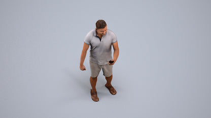 realistic 3D man casual standing, scanned archviz people for Blender and 3ds Max, back view render