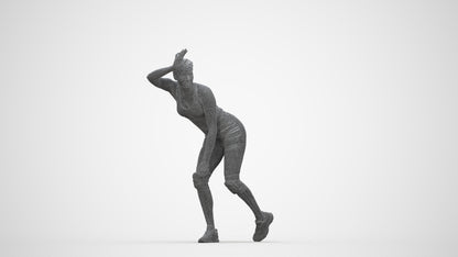 scanned 3D woman sport, photogrammetry people for Enscape and V-Ray, wireframe back view