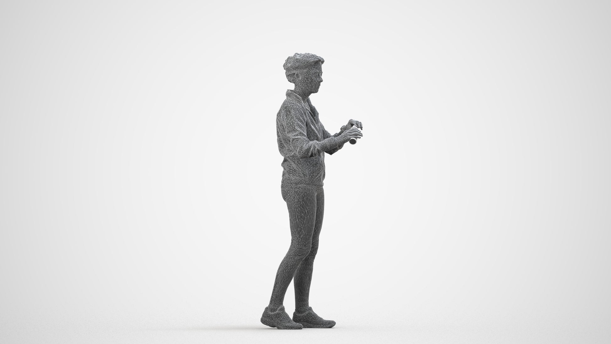 realistic 3D people woman sport, render-ready for V-Ray and Corona, FBX OBJ, wireframe side view