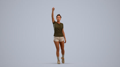 3D human model woman sport, photogrammetry scanned person for archviz, standing pose render