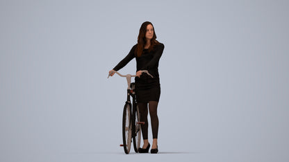 3D people model woman business cycling, scanned human for 3ds Max rendering, top-down view render