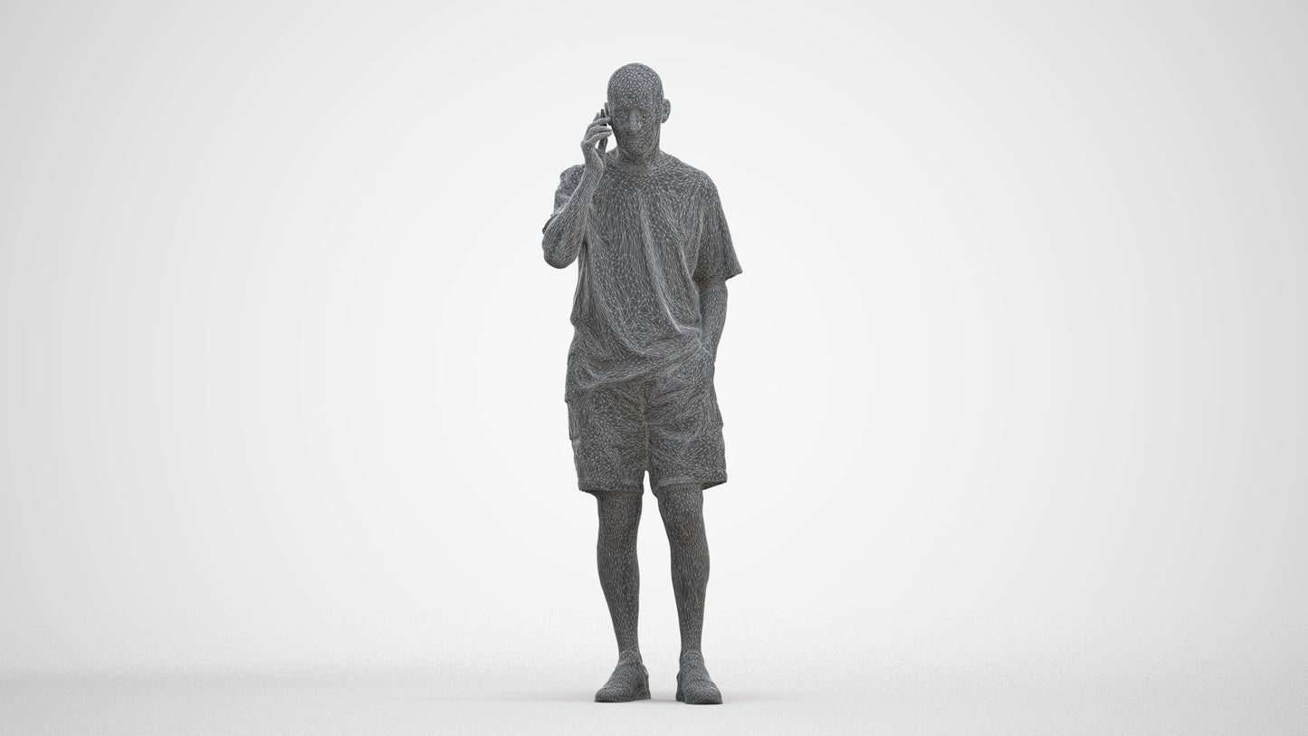photogrammetry 3D senior man casual standing, realistic human model archviz FBX, three-quarter front view render