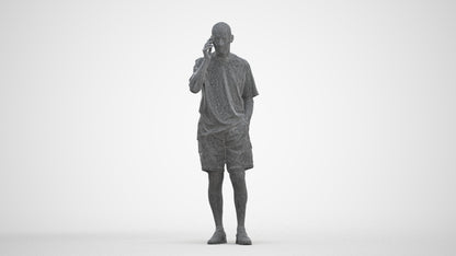 photogrammetry 3D senior man casual standing, realistic human model archviz FBX, three-quarter front view render