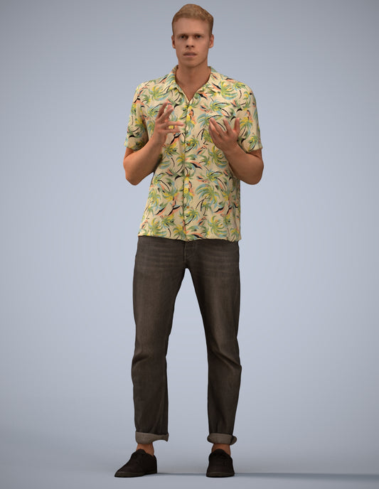 3D people model man casual standing, scanned human for 3ds Max rendering