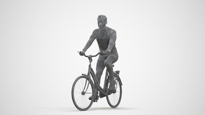 realistic 3D man casual cycling, scanned archviz people for Blender and 3ds Max, three-quarter front view render
