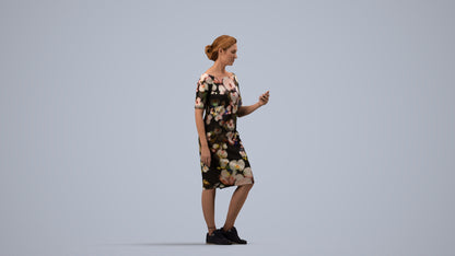 3D people model woman casual standing, scanned human for 3ds Max rendering, side view render