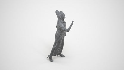 photogrammetry 3D woman business standing, realistic human model archviz FBX, wireframe three-quarter view