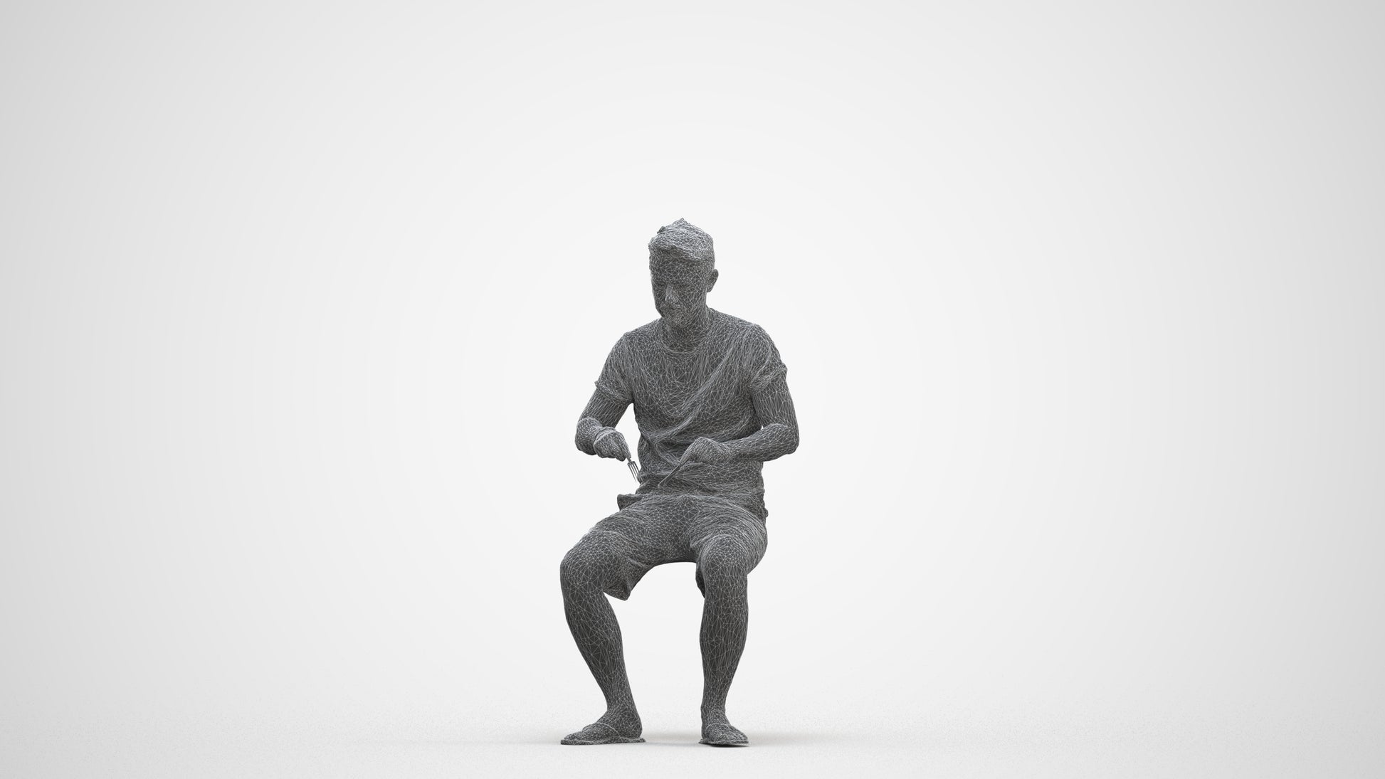 realistic 3D people man casual sitting, render-ready for V-Ray and Corona, FBX OBJ, three-quarter front view render