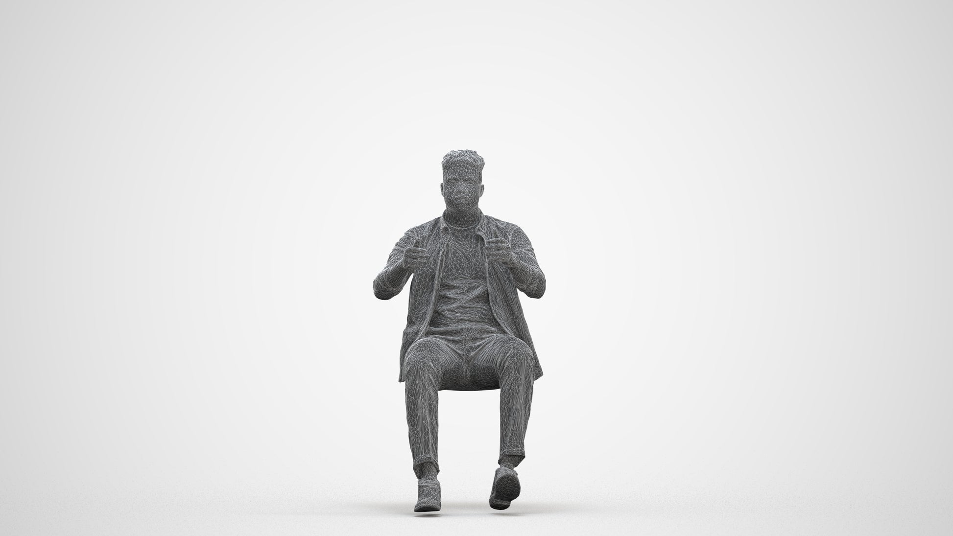 scanned 3D man casual driving, photogrammetry people for Enscape and V-Ray, three-quarter front view render