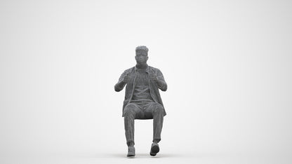 scanned 3D man casual driving, photogrammetry people for Enscape and V-Ray, three-quarter front view render