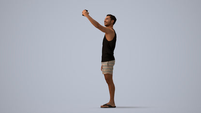 photogrammetry 3D man casual standing, realistic human model archviz FBX, three-quarter view render