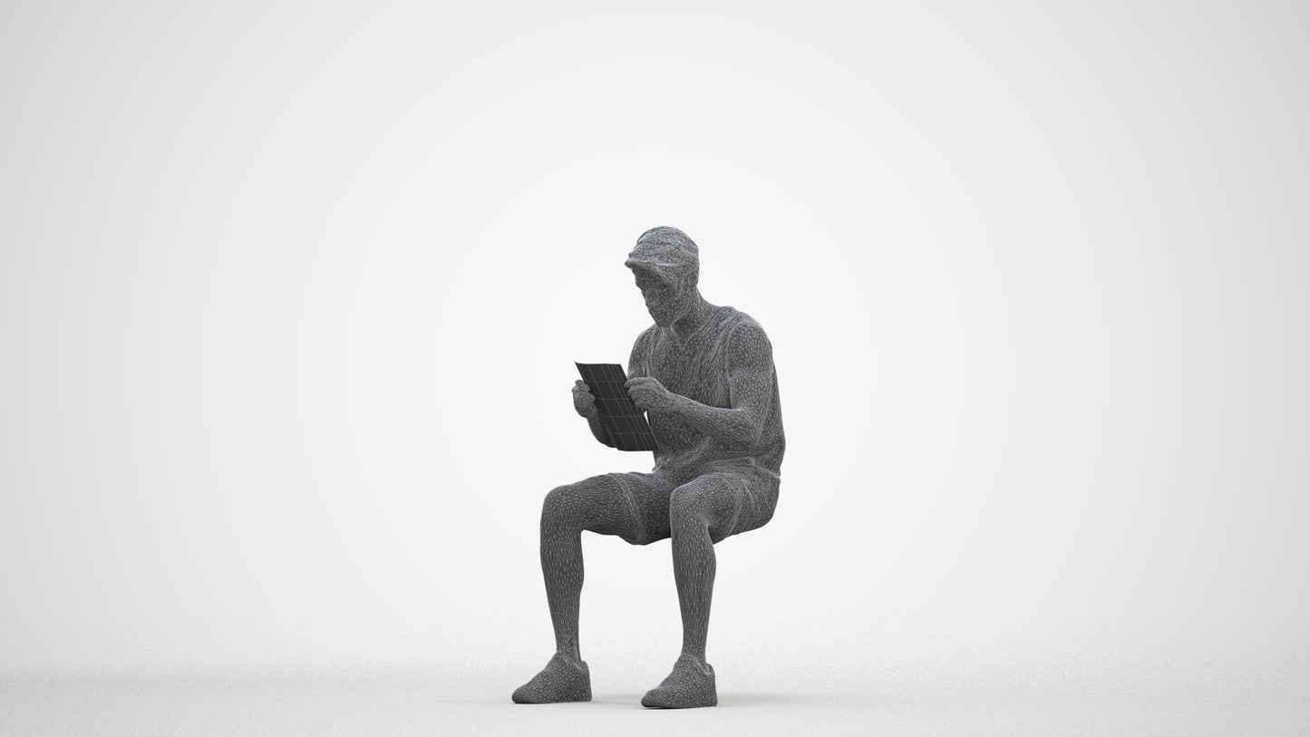 photogrammetry 3D man sport, realistic human model archviz FBX, three-quarter front view render
