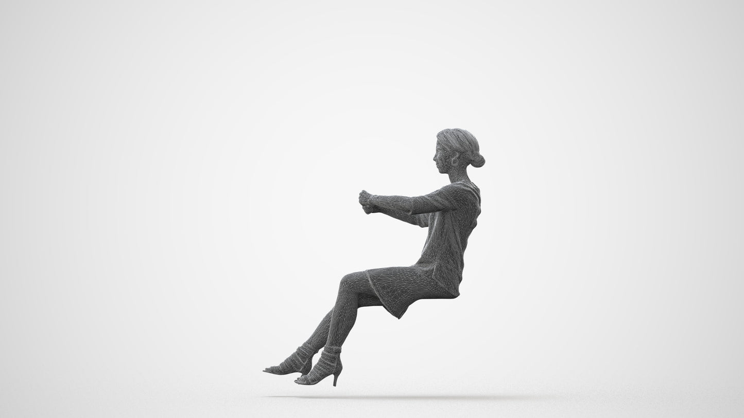 3D scanned woman driving casual, photorealistic archviz people for Enscape and SketchUp, square thumbnail