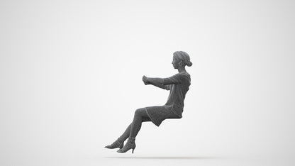 3D scanned woman driving casual, photorealistic archviz people for Enscape and SketchUp, square thumbnail